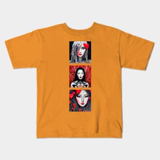 Triple Japanese Portraits - Eye Voodoo Kids T-Shirt